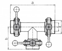 Клапан регулирующий трехходовой нержавеющий с тремя затворами  1.410 (DN 100, AISI 304, резьба-резьба-резьба)