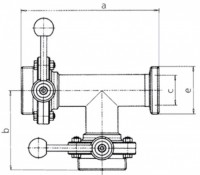 Клапан регулирующий трехходовой нержавеющий 1.420 (DN 100, AISI 304, с двумя затворами резьба–резьба правый)