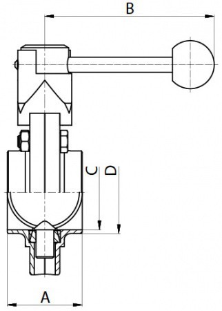 Затвор дисковый нержавеющий 1.110 (DN 25, AISI 316, сварка-сварка)