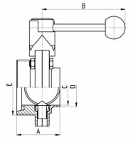 Затвор дисковый нержавеющий 1.120 (DN 40, AISI 304, резьба-сварка)