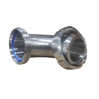 Отвод со штуцером исп. 3 нержавеющий 2.850 (DN 65 , AISI 304, резьба/гайка, полированный)